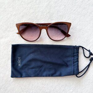 J Crew Rounded Cat Eye Women's Sunglasses Brown Frames Purple Ombre Lenses w Bag